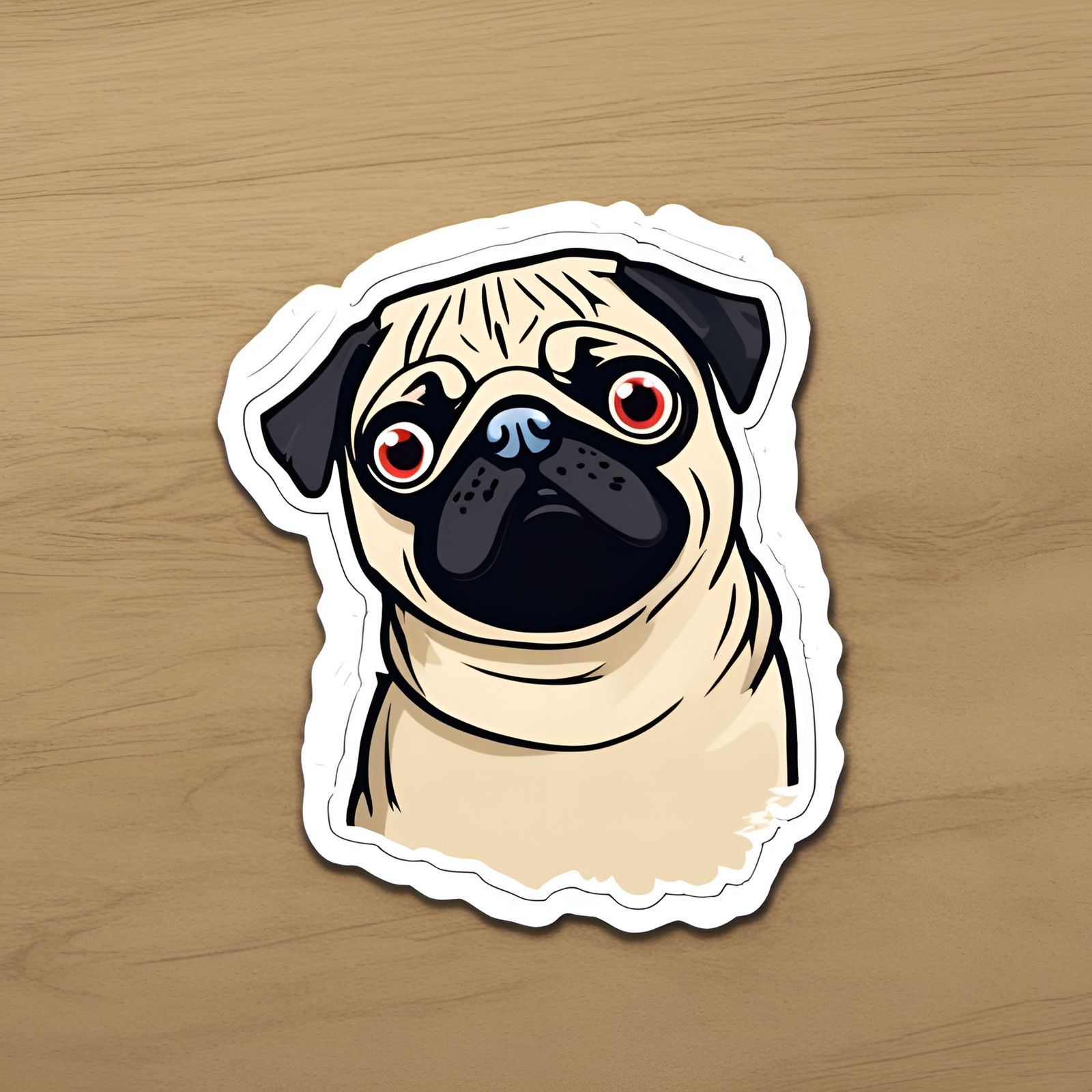 Humorous Pug Sticker with Expressive Eyes