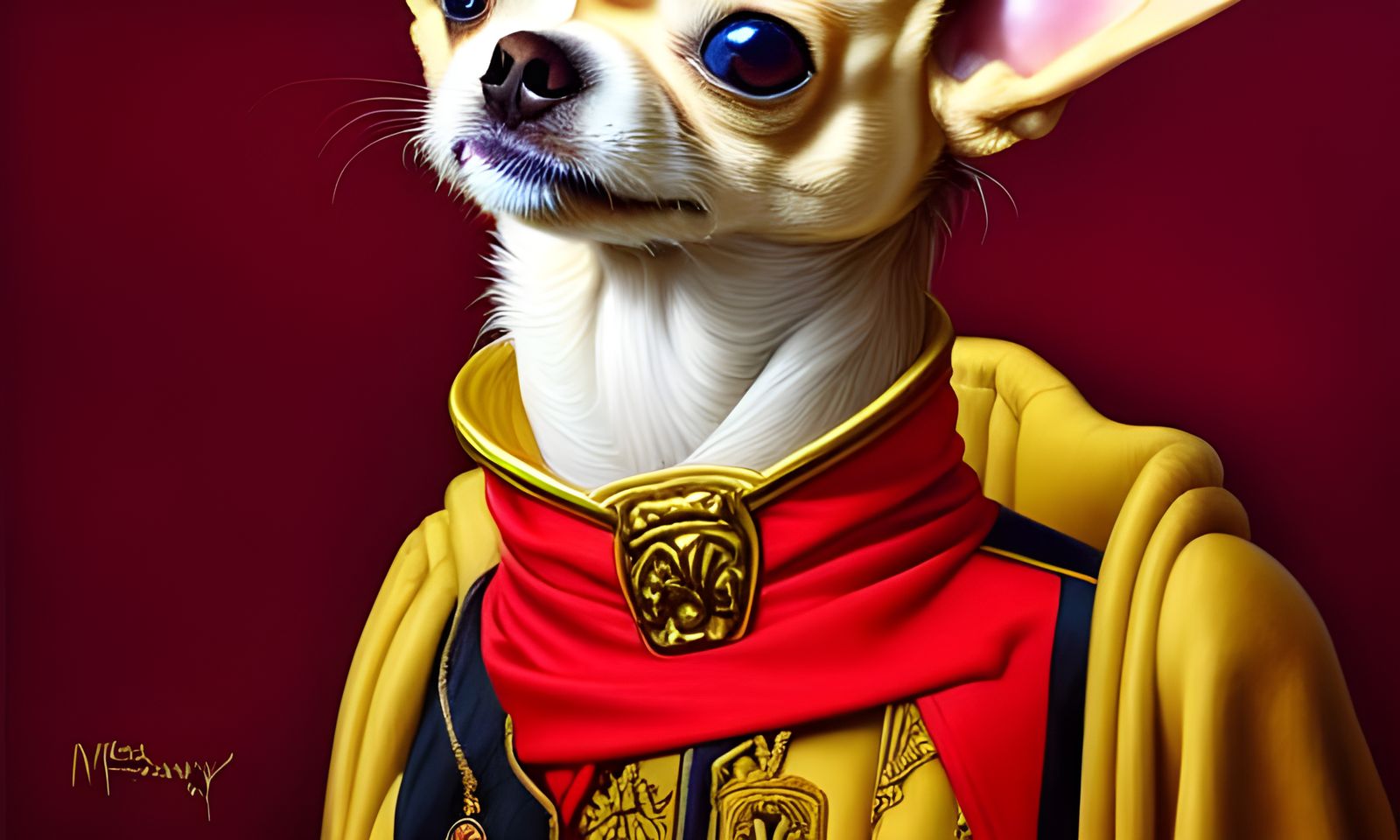 Anthropomorphic Chihuahua Royalty on Red Carpet