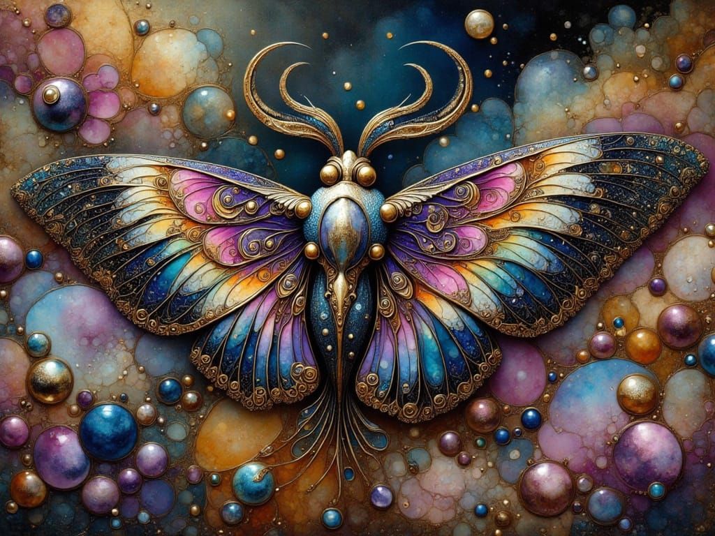 Mythical Moth with Swirling Wings in Macro Photography