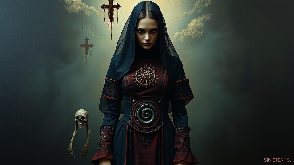 Sinister Woman in Surreal Automatism Painting