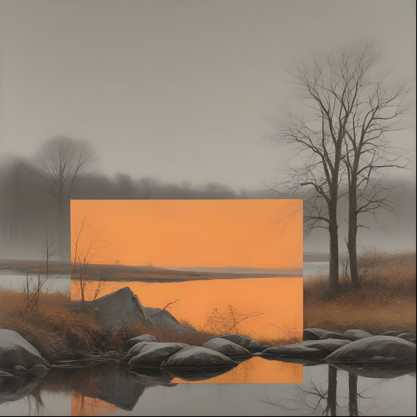 Abstracted Fall Landscape with Spatial Ambiguity