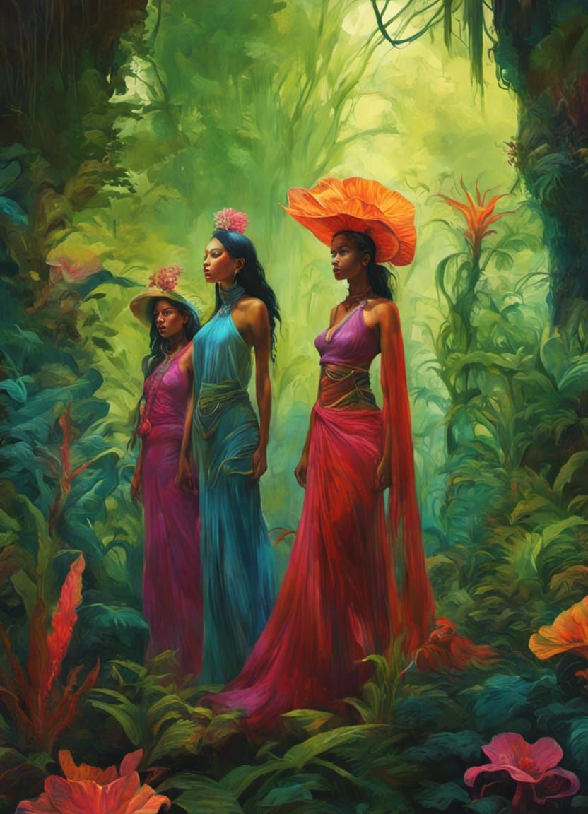 Psychedelic Jungle Women Illustration