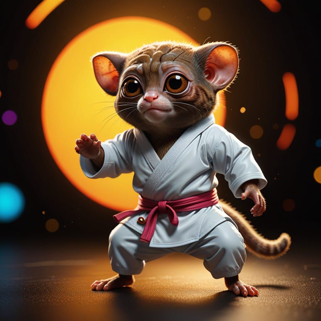 Tarsier Martial Artist in Golden Light