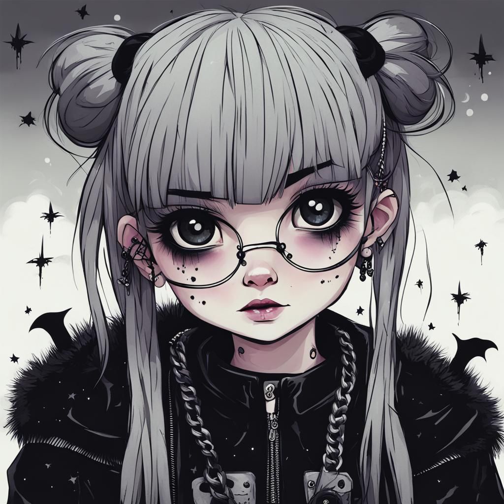 Moody Goth Punk Girl Portrait