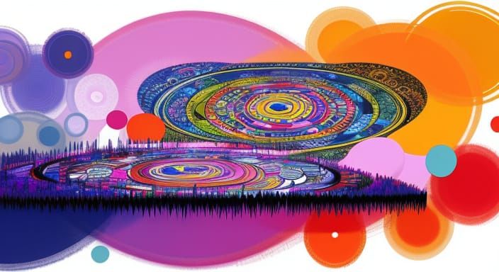 Kaleidoscopic Garden River with Abstract Shapes