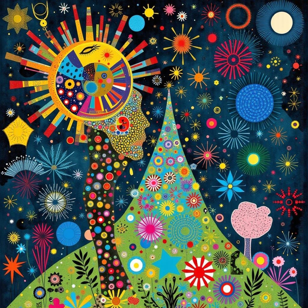 Surreal Collage of a Sleepless Figure in Darkness