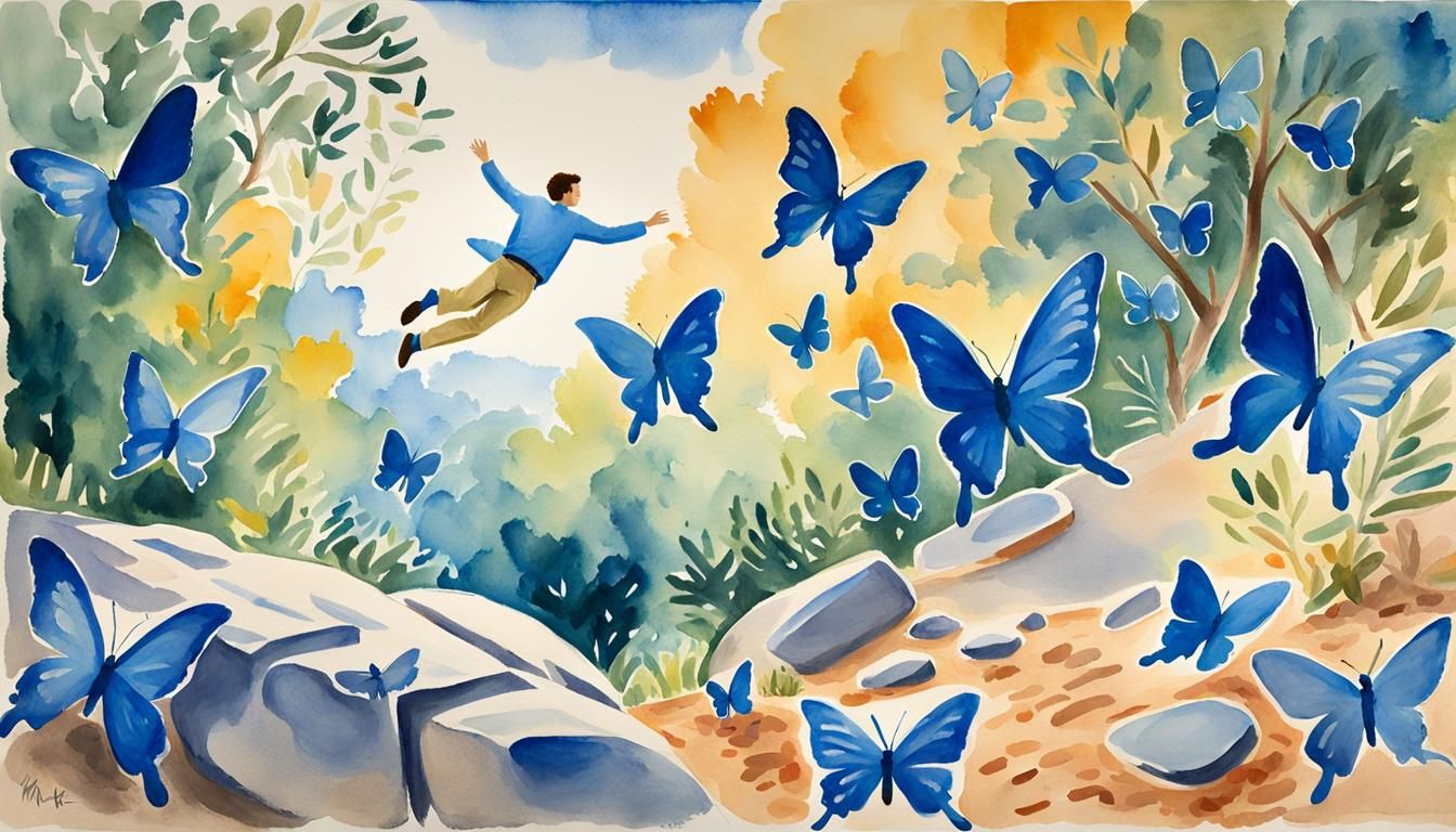 Hopper Leaps: Impressionist Watercolor with Butterflies
