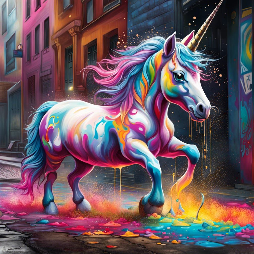 Baby Unicorn Creates Magic Graffiti Art