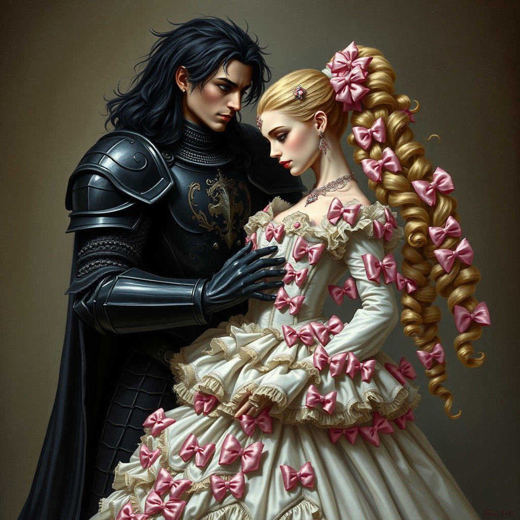 Dark Knight and Sissy Bride in Medieval Style