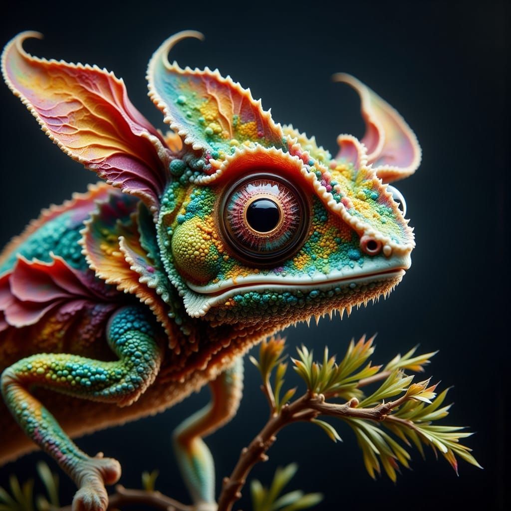 Surreal Hyperrealistic Vision of a Chameleon Bat in Vibrant ...