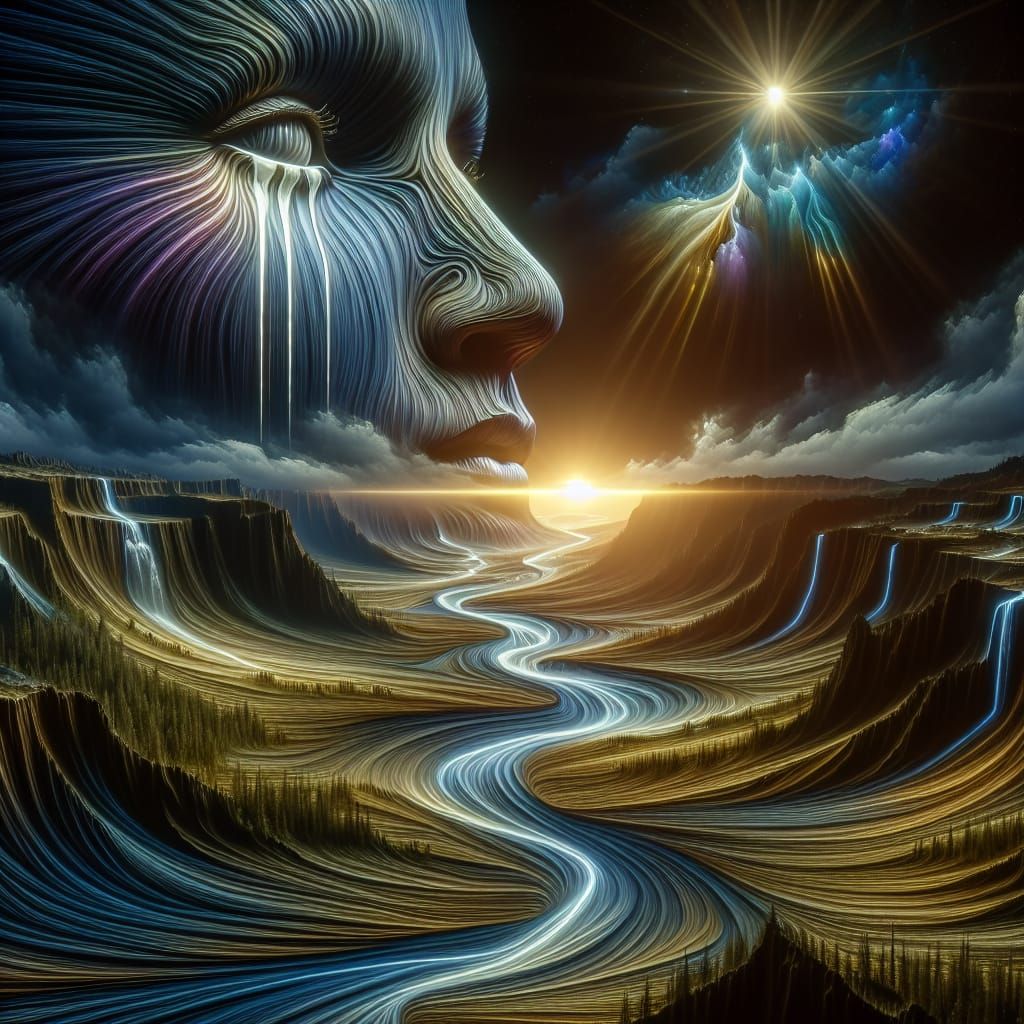 Surreal Rivers of Tears: Digital Art in 8k