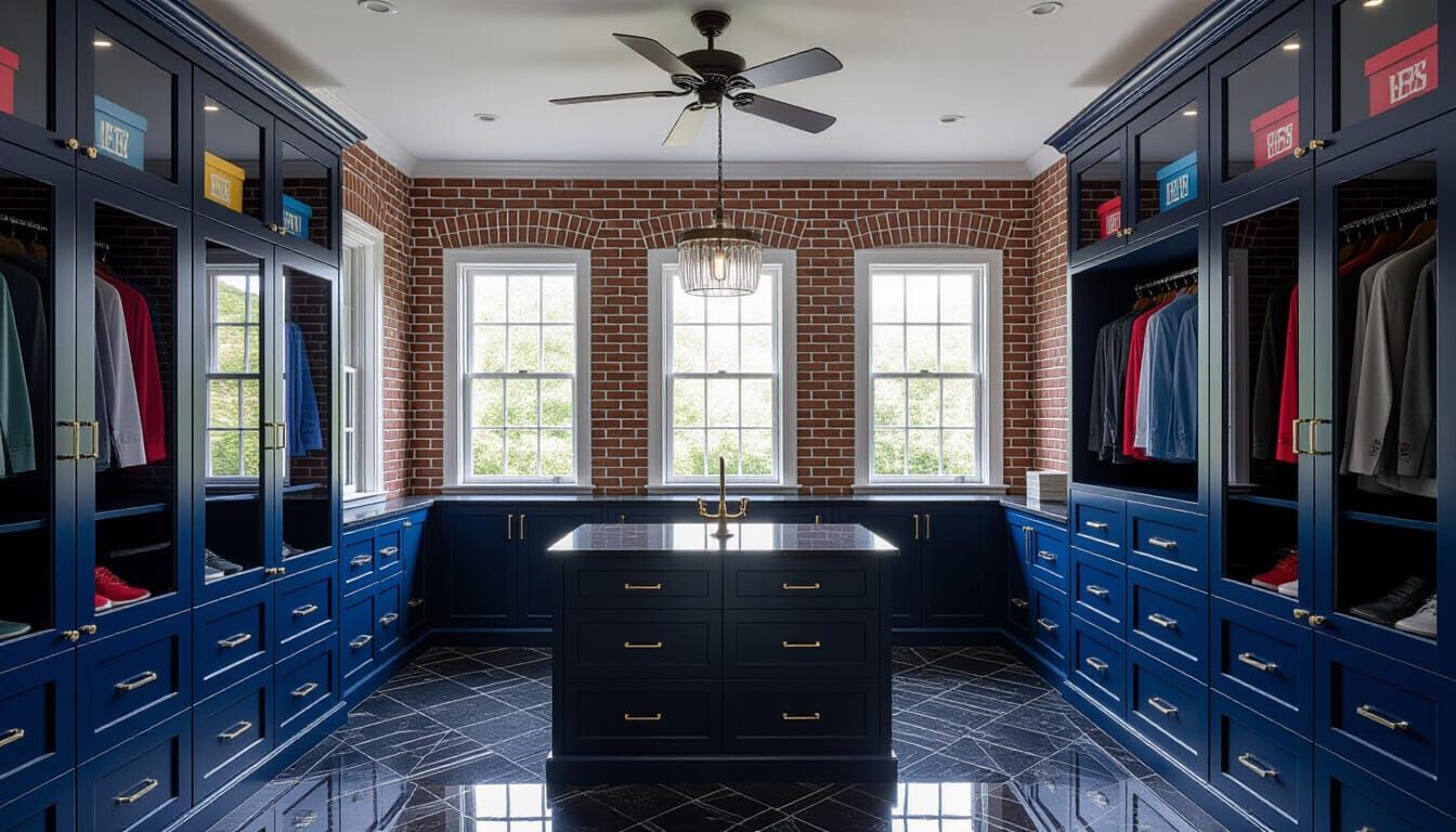 Victorian Dark Blue Walk-In Closet Room