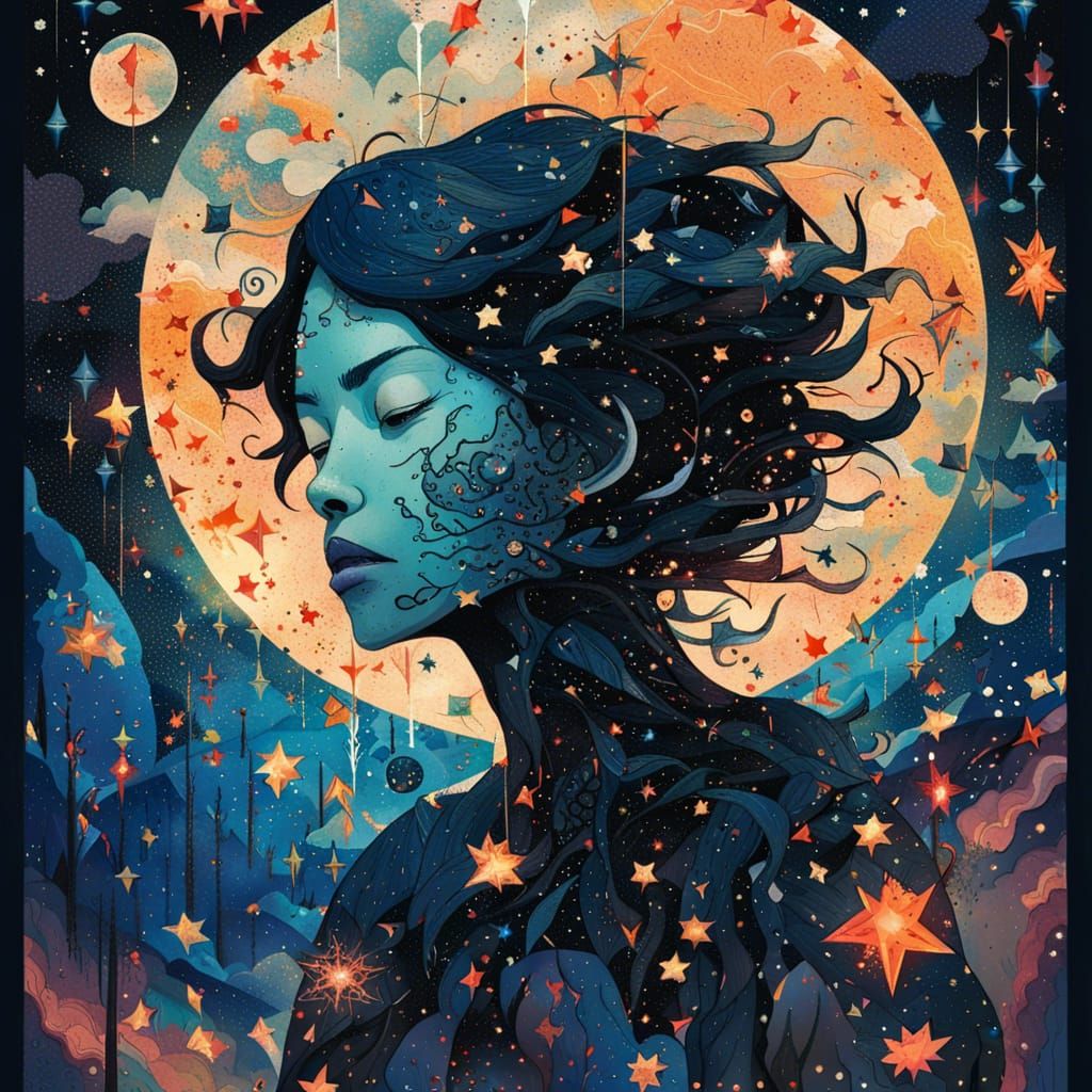 Starry Night Silhouette Art: Macabre Surrealism