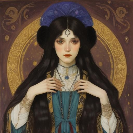 Ethereal Vampire Portrait in Art Nouveau Style