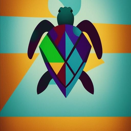 Geometric Turtle in Pop Art Style
