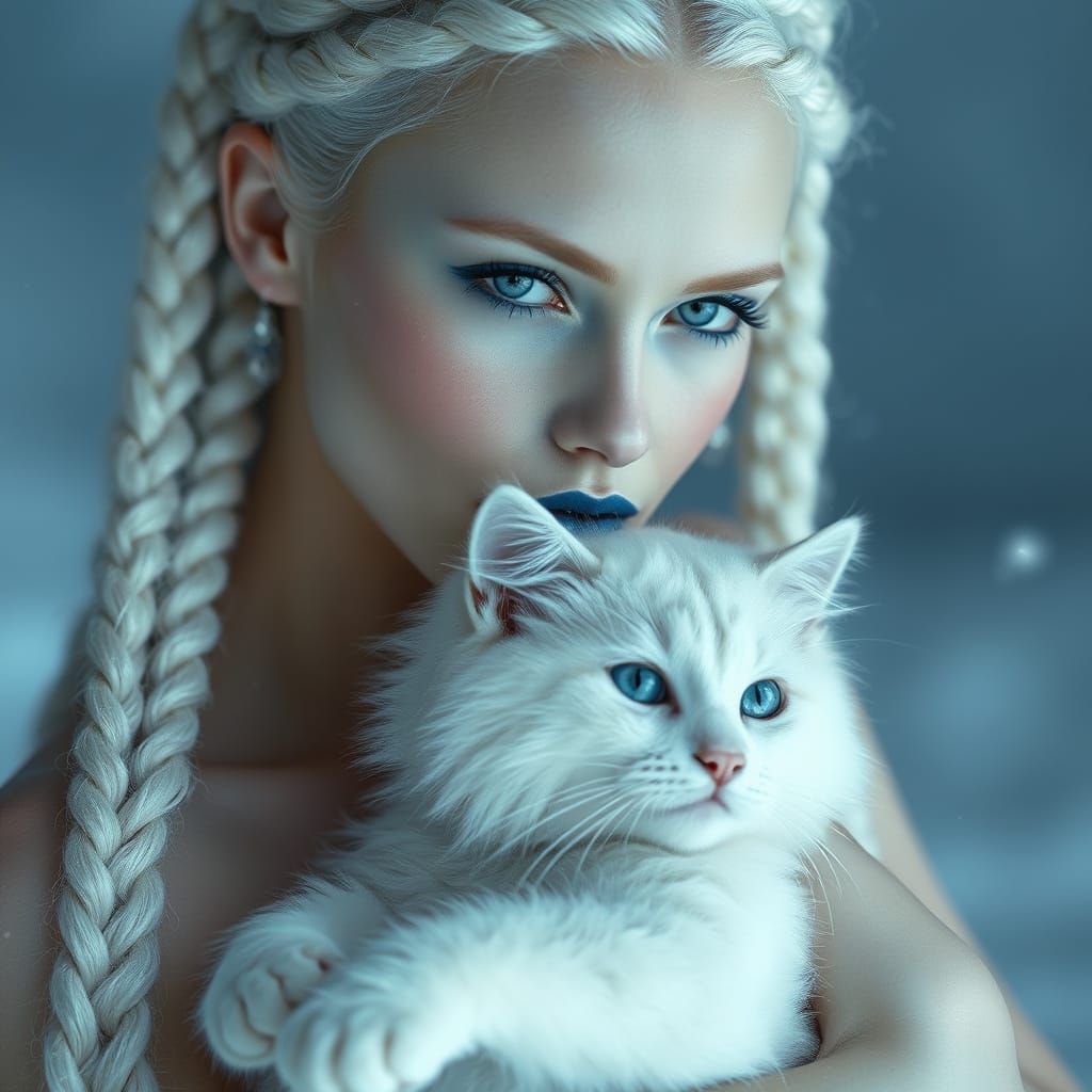 Ethereal Woman in Frosty Wonderland