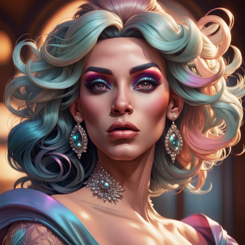 Hyperdetailed Portrait of a Drag Queen