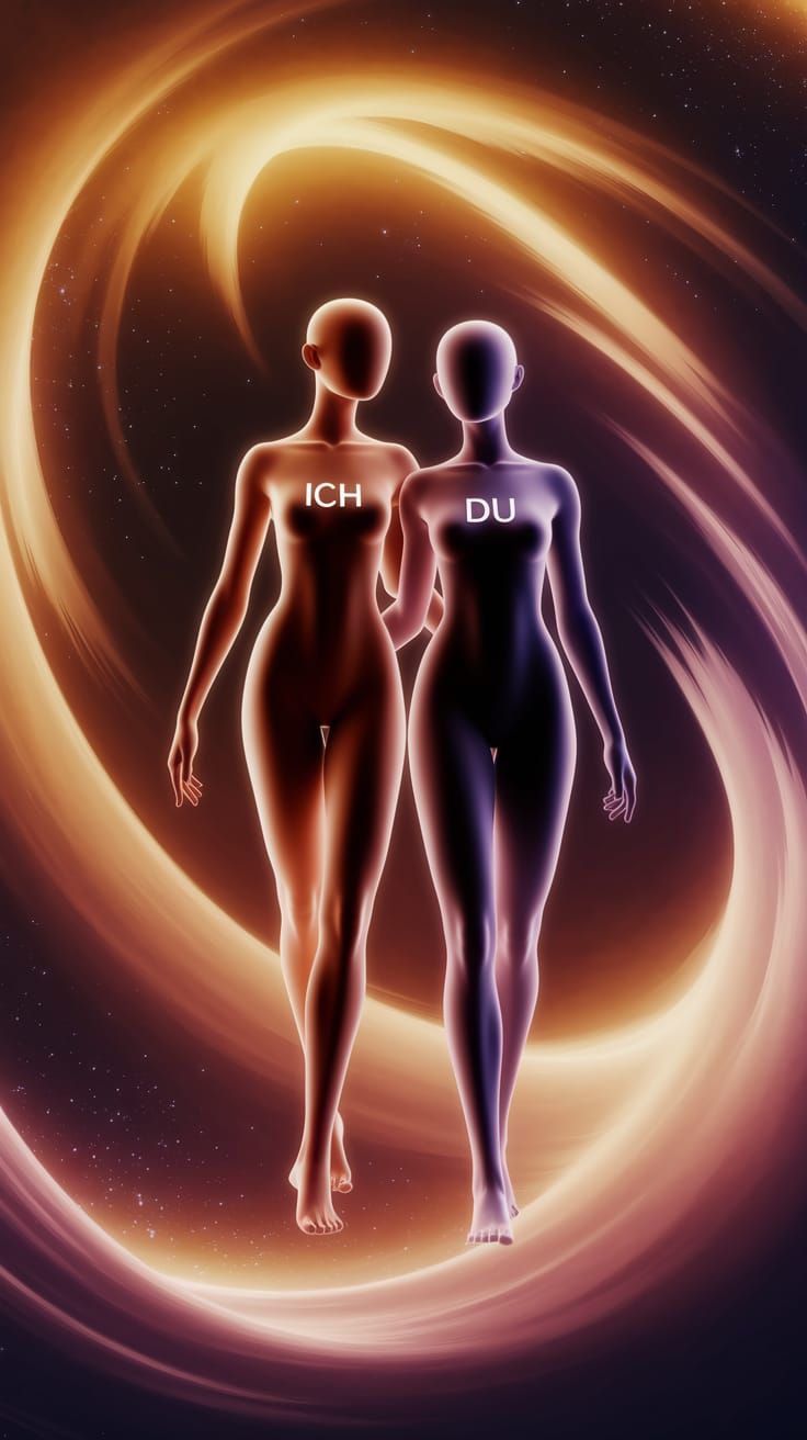 Ethereal Figures 'Ich' and 'Du' in 3D Render