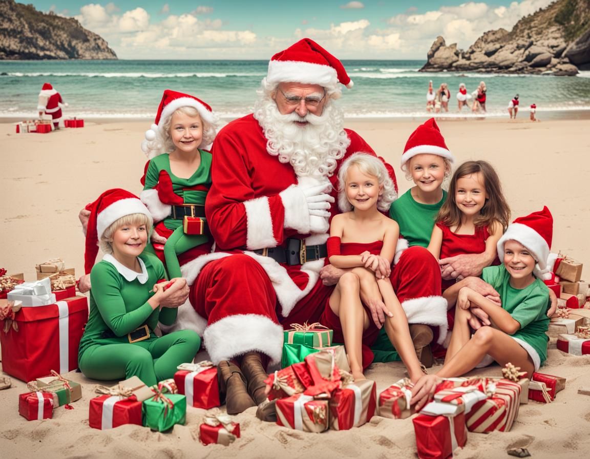 Santa Claus Relaxing on a Tropical Beach