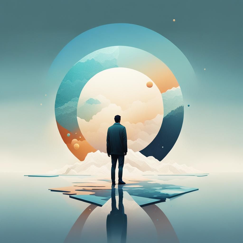 Minimalist Earth: Digital Art with Geometric Shapes