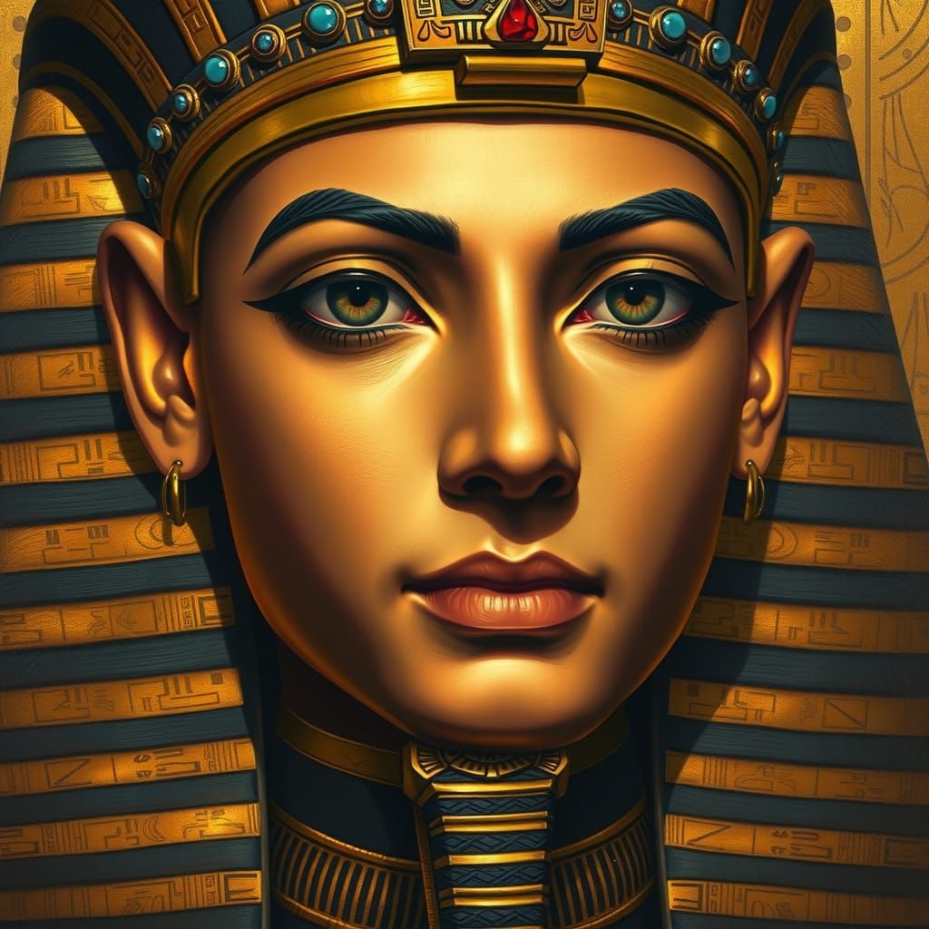 Egyptian Pharaoh Portrait in Hyper-Realistic Style
