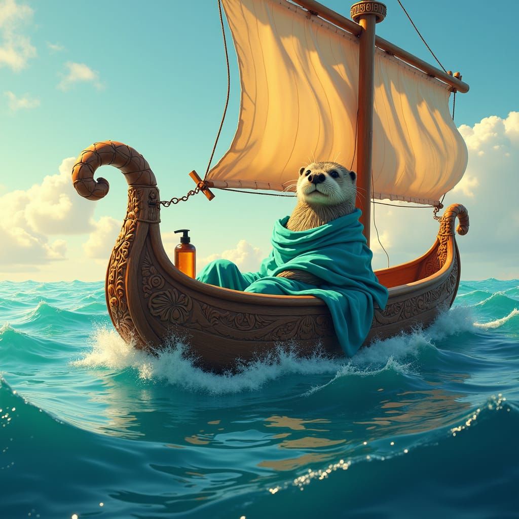 Sea Otter on a Raft: Dreamlike Matte Painting