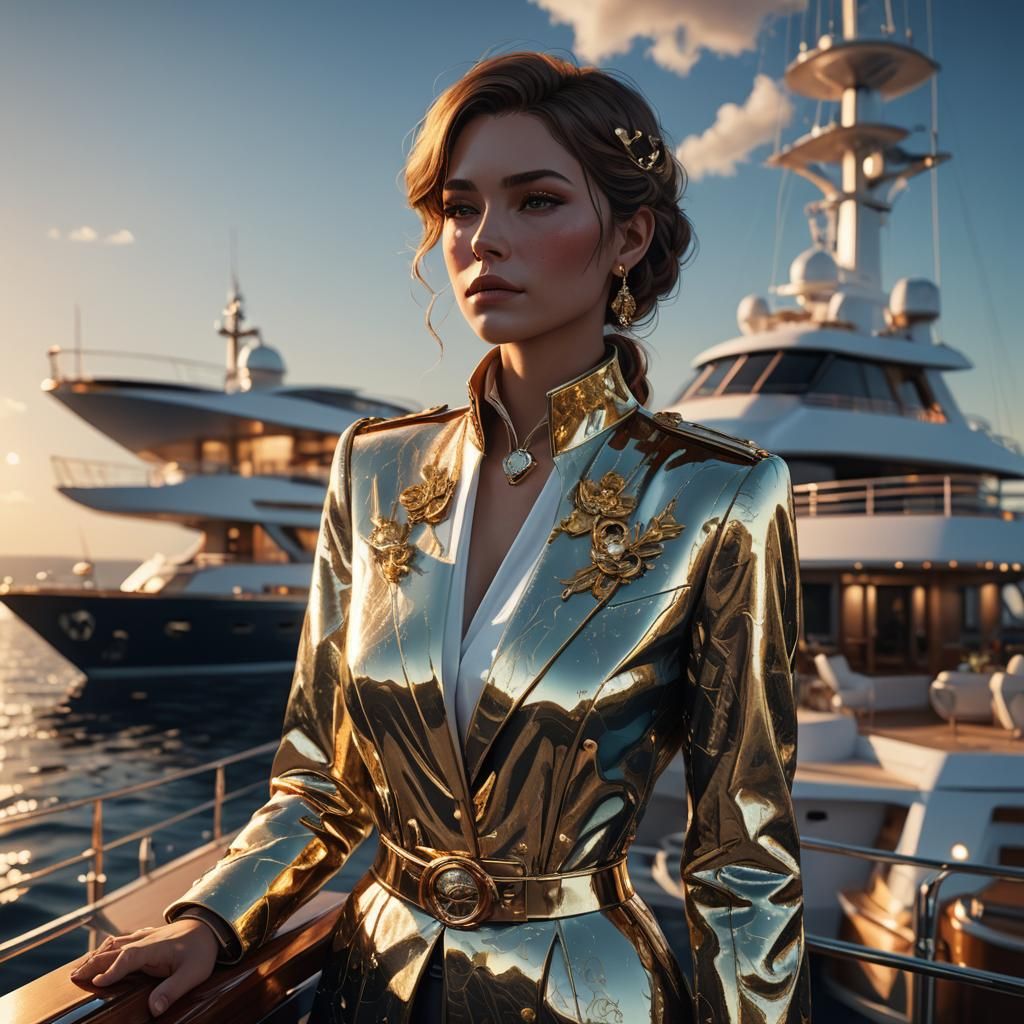 Luxurious Yacht Concept Art in 3D Anime Style