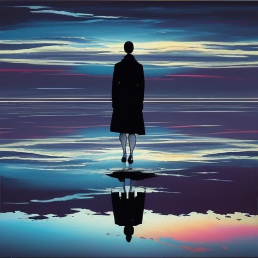 Surreal Reflection: Oil Painting with Distorted Reality