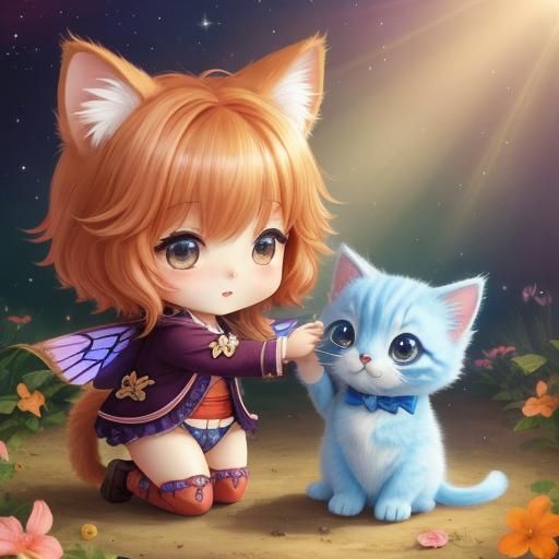 Chibi Cat's Stardust Butterfly Adventure