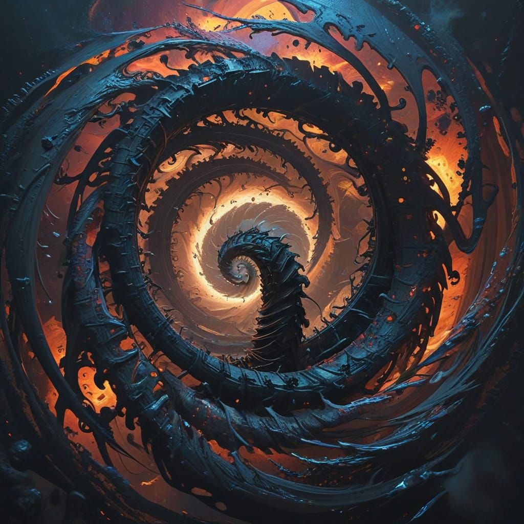 Mesmerizing, Hypnotic Spiral Galaxy in High-Contrast Style