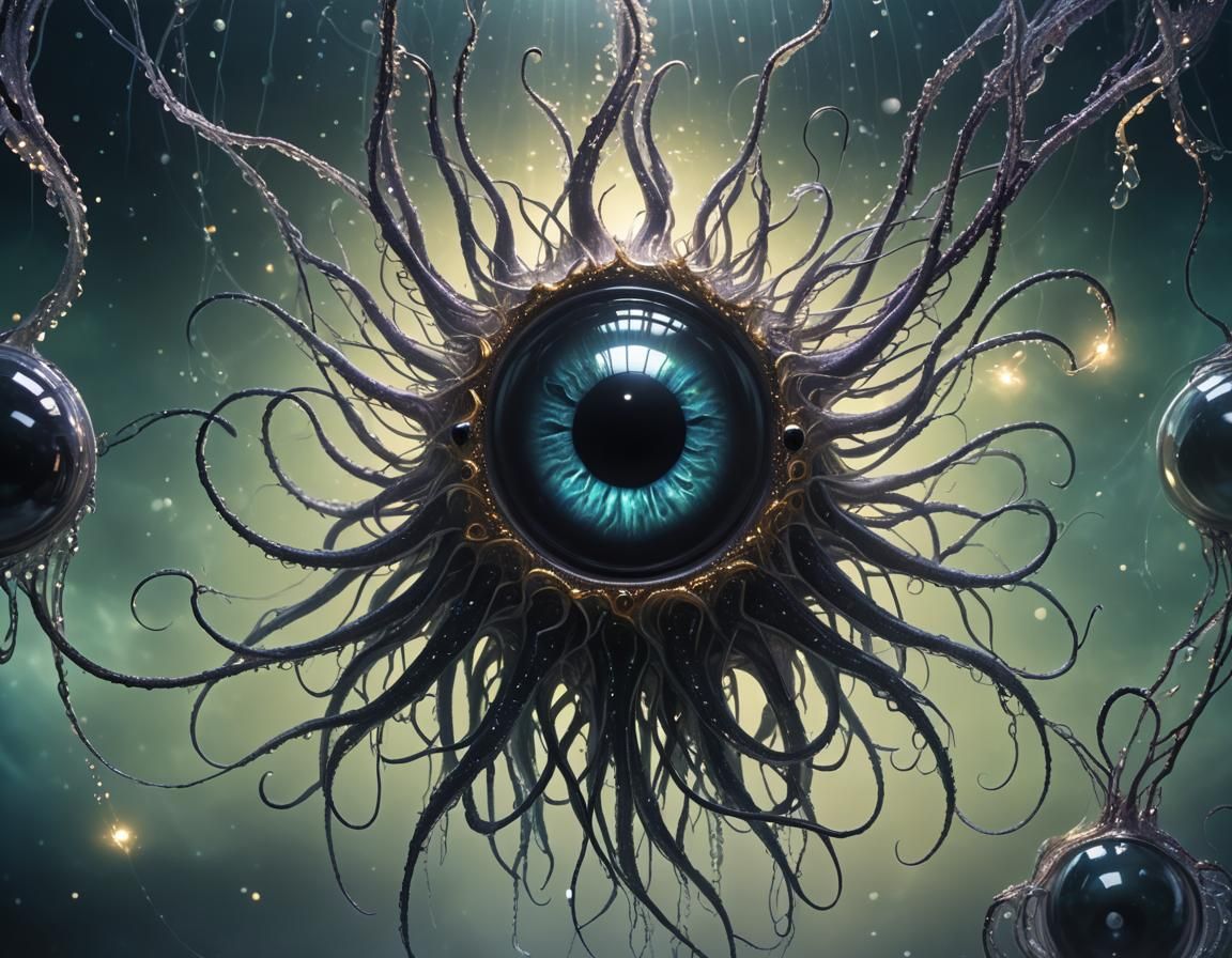 Ethereal Magical Eyeball with Squid Tentacles