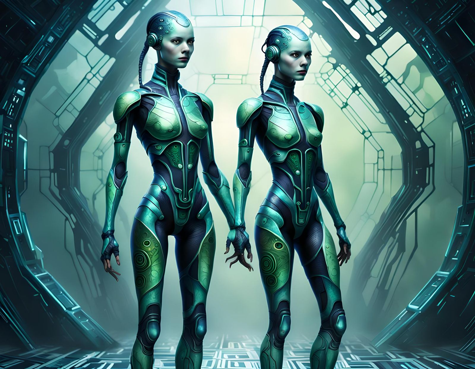 Cybergothic Female Figure with Cybernetic Elements