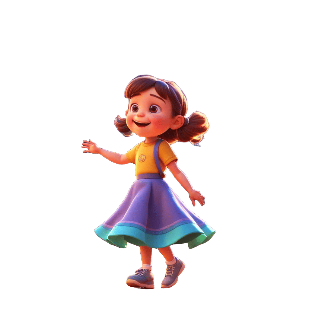 Cute Girl Spinning: Pixar-Style 3D Digital Art