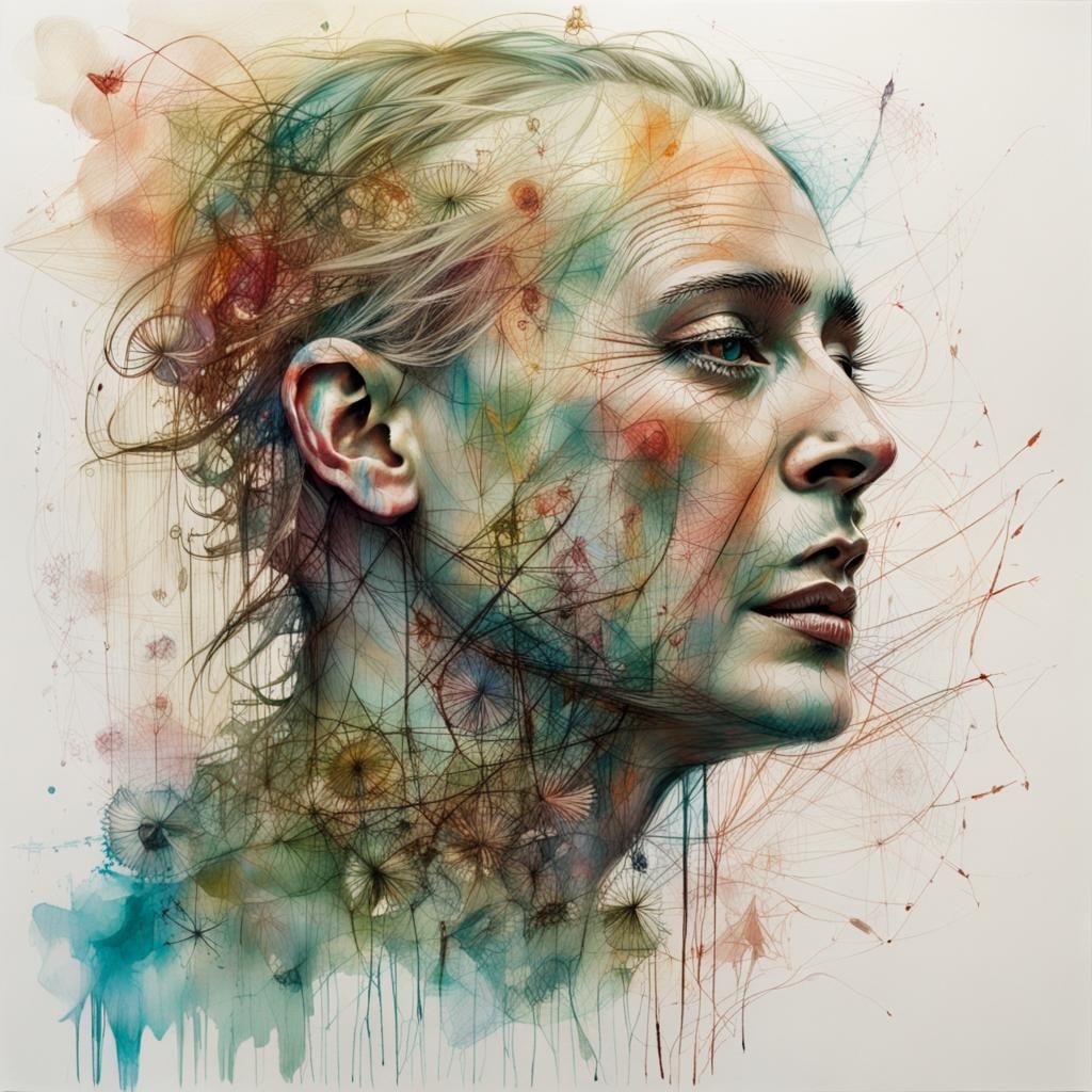 Abstract Portrait in Watercolor Style