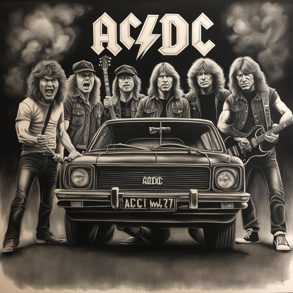 Hyperdetailed Charcoal Drawing of ACDC