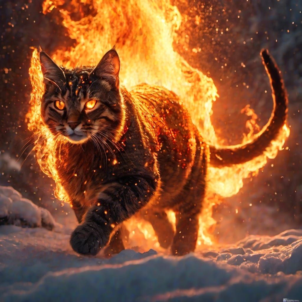 Fiery Demon Cat Laughing Insanely