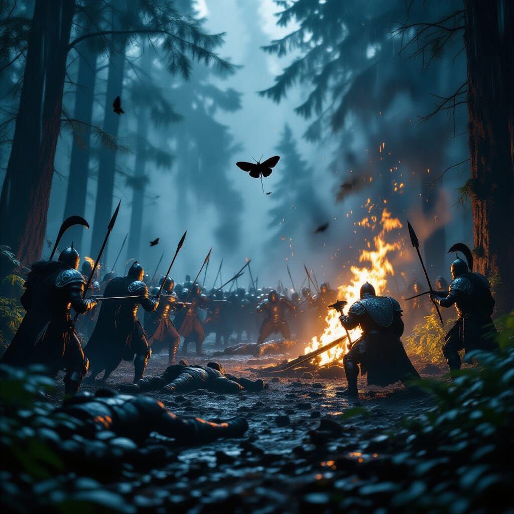 Dark Elves vs Dwarfs in a Moody Rainforest War