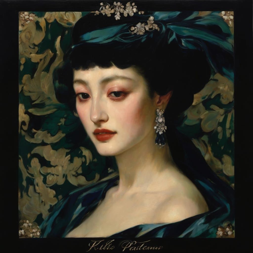 Abstract Woman Portrait in Fleeting Impressionism Style