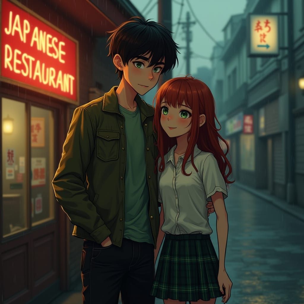 Ethereal Couple in Neon Glow