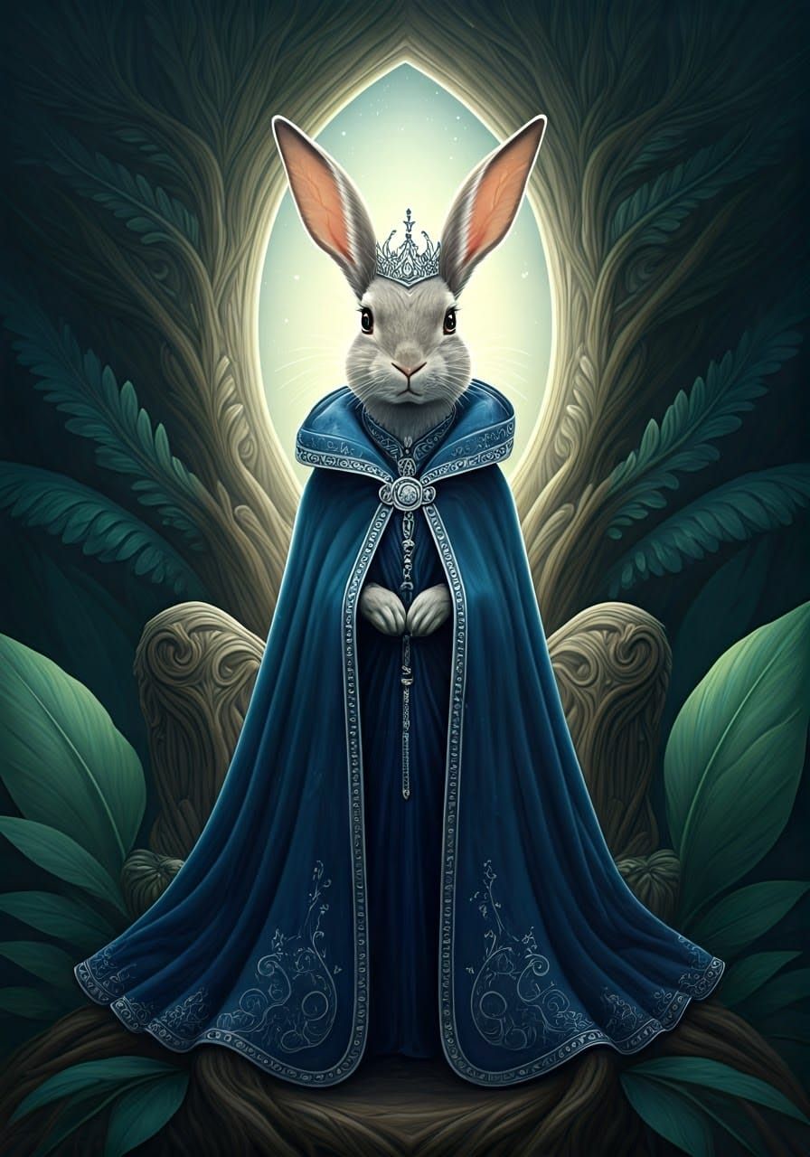 Elven Lord Rabbit on a Tree Throne