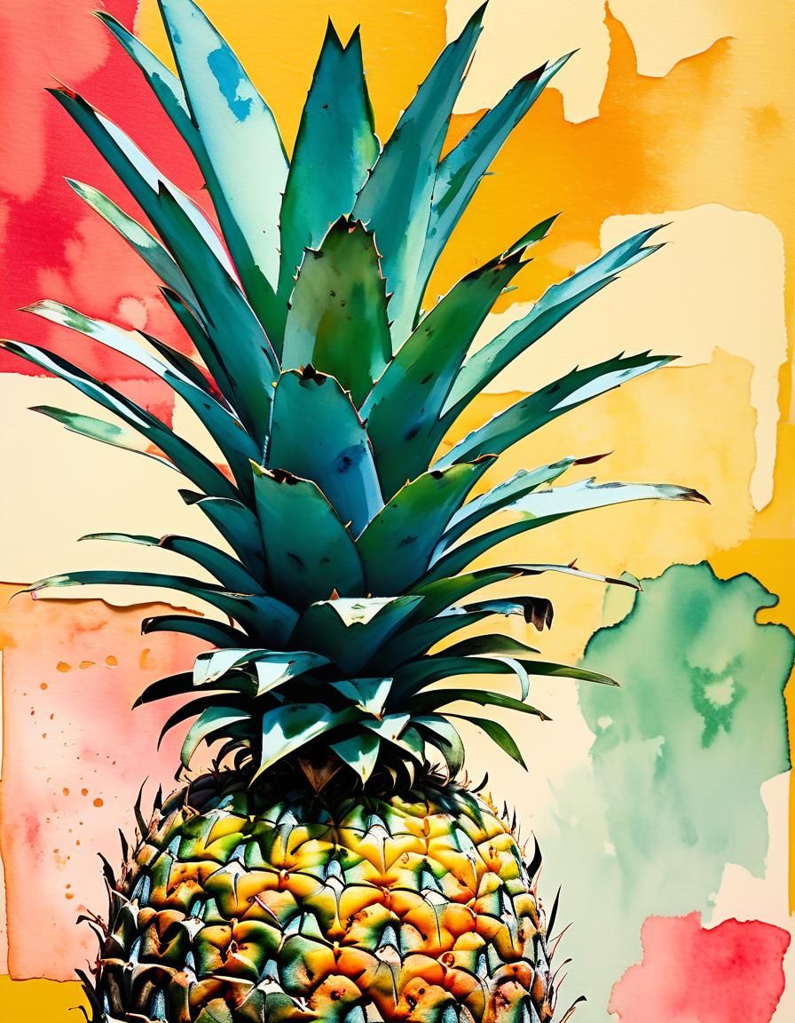 Expressive Ink Pineapple Inspired by Matisse and Klee