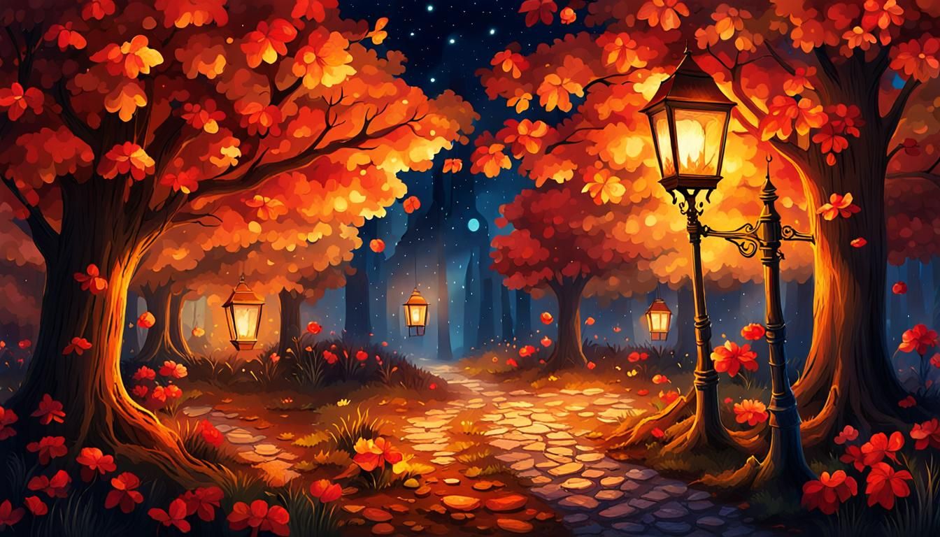 Magical Autumn Night with Floral Accents