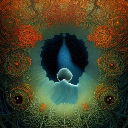 Angelic Apparition Casting Shadows in an Expressionistic Gar...