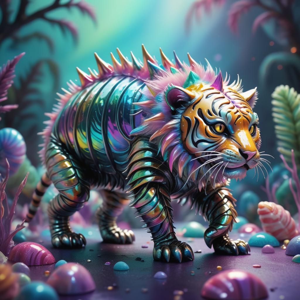 Surreal Assemblage of Animals in Graffiti Art Style