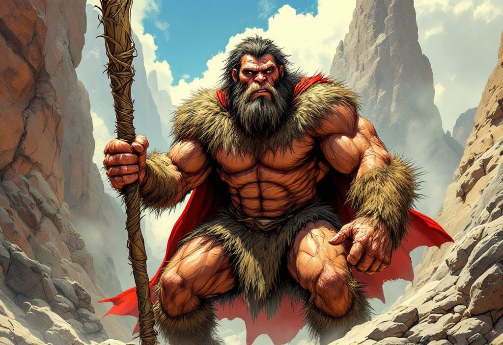 Neanderthal Superman with Club, Comic Book Art