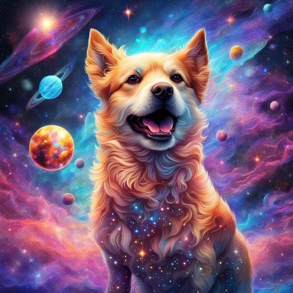 Cute Dog Bursts Through Holographic Universe