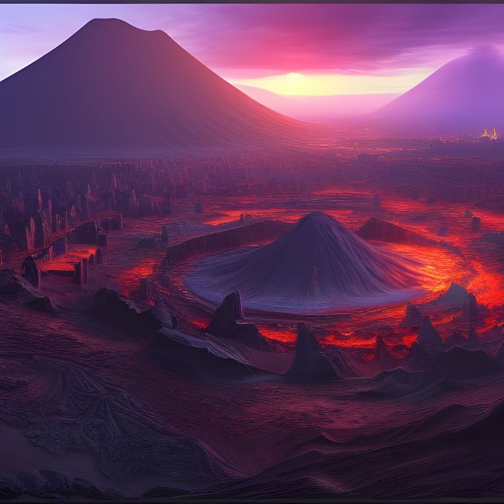 Fantastical City Inside Volcanic Crater