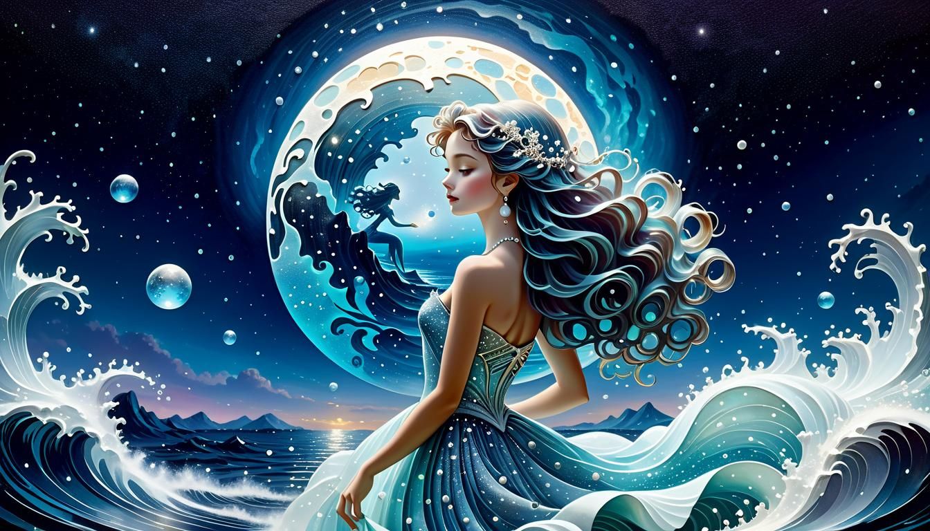 Aquarius Papercut: Zodiac Woman in Celestial Art