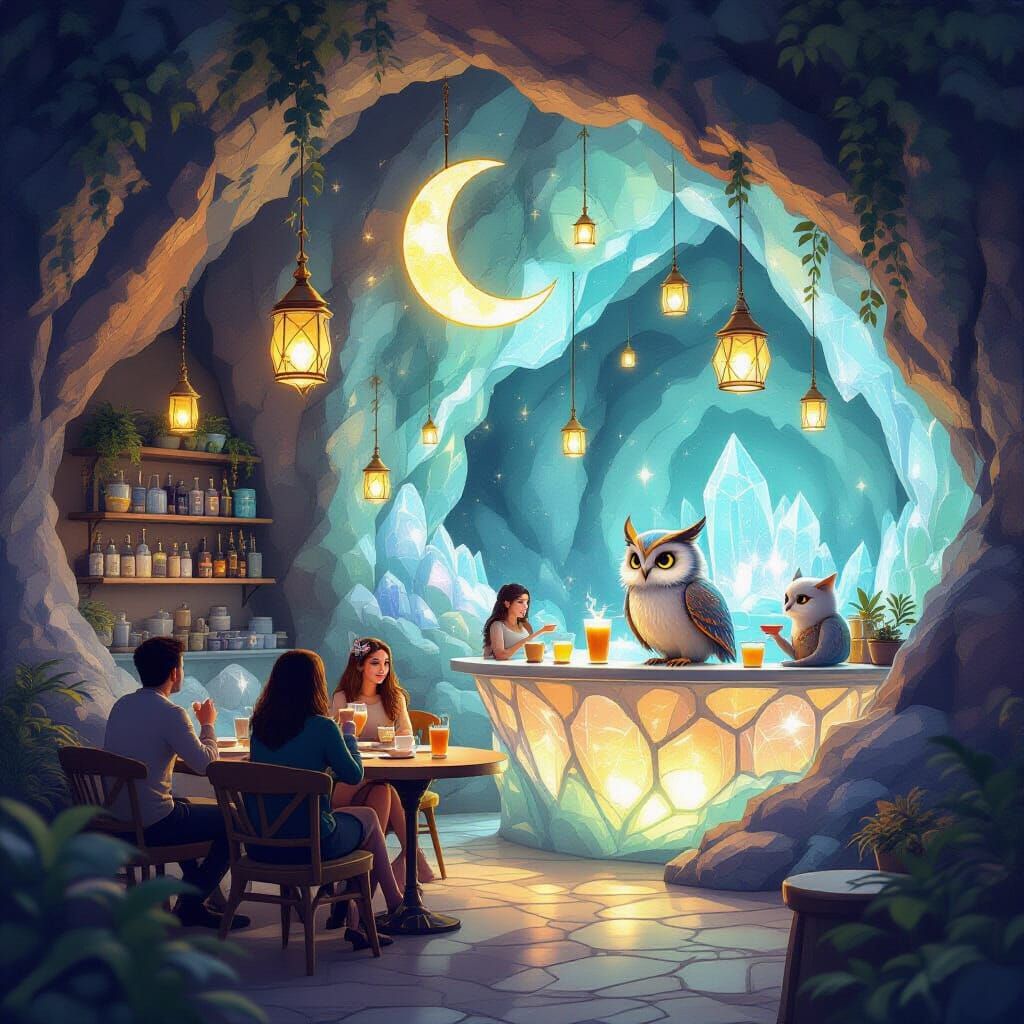 Enchanted Crystal Geode Cafe with Mystical Service