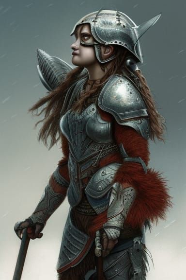 Armored Warrior Girl Digital Illustration